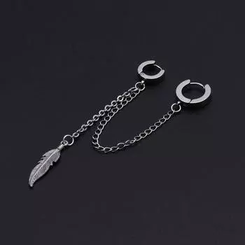 Титановое перо кулон двойная длинная цепочка серьги-листья корейские идолы ювелирные изделия 1 шт.