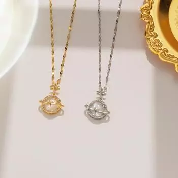 Титановое стальное легкое роскошное ожерелье с микроинкрустацией из настоящего золота и опала Сатурн, аксессуары для вечеринок, лучший подарок