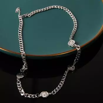 Титановое стальное ожерелье со смайлом для девочек, ниша, дизайн, ретро, хип-хоп, цепочка на ключицу, простой браслет с темпераментом Bracelet