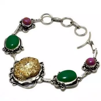 Титановые друзы, медь, фиолетовый бирюзовый драгоценный камень, подарочный ювелирный браслет 6–8 дюймов