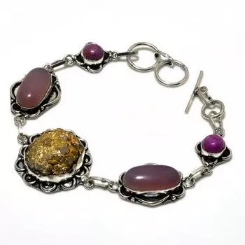 Титановые друзы, медь, фиолетовый бирюзовый драгоценный камень, подарочный ювелирный браслет 6–8 дюймов