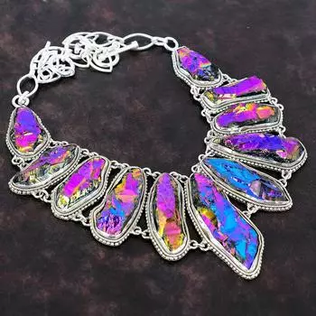 Титановые друзы, ювелирное ожерелье ручной работы из серебра 925 пробы, 18 дюймов, AM-228