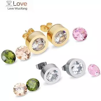 Титановые стальные ювелирные изделия оптом женские кристаллы из австрийского 4-цветного циркония сменные пары серег синий