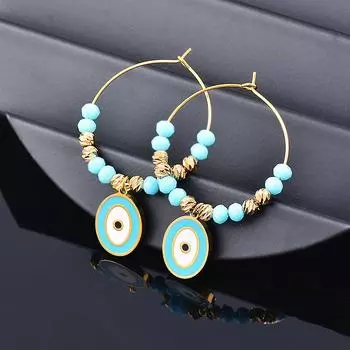 Титановые титановые стальные глазные голубые капающие овальные серьги-подвески из нержавеющей стали без раскраски ювелирных изделий