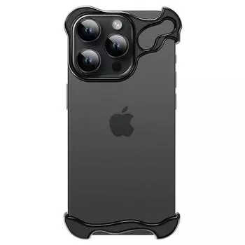 Титановый безрамный металлический бампер чехол для iPhone 15 13 14 Pro Max 15Pro 14Pro Защитные угловые накладки на объектив камеры Противоударный чехол For iPhone 13&Case & Camera Protector чёрный