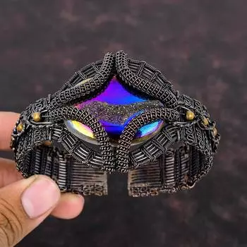 Титановый браслет Druzy, ювелирные изделия из медной проволоки, регулируемый браслет-манжета, манжета ручной работы из настоящего драгоценного камня, браслет из медной проволоки, подарок для мамы