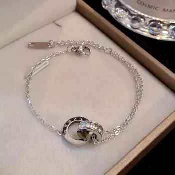 Титановый браслет Невыцветающий Розовое золото Римские цифры Двойной браслет-кольцо Индивидуальный браслет ARI серебряный