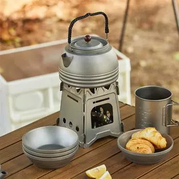 Титановый чайник, портативный походный чайный кофейник, уличный дорожный чайник с кипящей водой для кемпинга серебряный