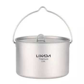 Титановый горшок Lixada 2,8 л, сверхлегкий портативный подвесной горшок с крышкой, для кемпинга, пешего туризма, альпинизма 2.8L