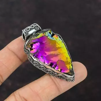 Титановый кулон Друзы , ювелирные изделия из натуральных драгоценных камней, стерлинговое серебро 925 пробы, кулон в форме ножа, кулон в форме ракушки, подарок для нее, винтажный кулон ручной работы