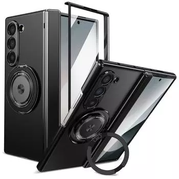 Титановый металлический магнитный чехол для Samsung Galaxy Z Fold 6 5 4 3 алюминиевый сплав беспроводное зарядное устройство экран защитный складной чехол For Galaxy Z Fold 6&Case Only ( pen) чёрный