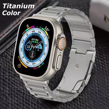 Титановый металлический ремешок для ремешков Apple Watch 44 мм, 49 мм, 45 мм, 40 мм, 41 мм, 42 мм, 38 мм, браслет-ссылка iWatch Series 9, 6, 5, 4, 7, 8 SE ultra 2