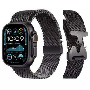 Титановый Официальный 1:1 ремешок Apple Watch Ultra Band 49 мм S10 46 мм 42 мм 45 мм 44 мм Миланский браслет iWatch 10 9 8 7 6 5 4 3 SE 38mm 40mm 41MM