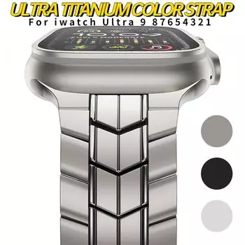 Титановый ремешок для Apple Watch Ultra 2, 49 мм, серия 9, 45 мм, 42 мм, 44 мм, браслет Correa, ремешок для iWatch Ultra 8, 7, 6, 5, 4 se, 41 мм, 38 мм, 40 мм For 38mm 40mm 41mm серебряный