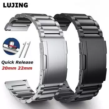 Титановый ремешок для Huawei Ultimat 20 22 мм мужской браслет для Samsung Galaxy Watch6 5 4 3 40 мм 44 мм 45 мм 47 мм Gear S3 для часов GT3 Pro 46 мм роскошный ремешок 20mm universal серебряный