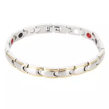 Титановый стальной браслет для магнитной терапии, подарок для здоровья, регулируемый золотой, серебряный мужской браслет