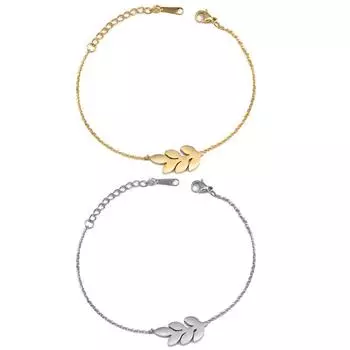 Титановый стальной браслет Мужской женский лист Оливковые ветки Ручные украшения белый