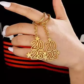 Титановый стальной брелок 2025 номер звезда шарм тонкое мастерство брелок сумка подвеска брелок украшение золотистый