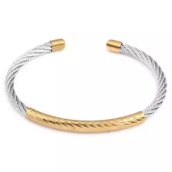 Титановый стальной трос, двухцветный браслет с гальваническим покрытием, популярный модный браслет