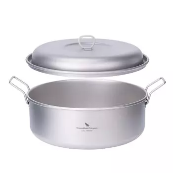 Титановый уличный горшок Boundless Voyage объемом 2200 мл, сверхлегкий, со складной ручкой, кухонная утварь с крышкой, многофункциональный, для кемпинга, на открытом огне, для двух рук