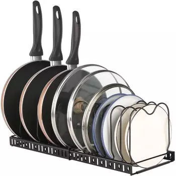 TITIROBA Telescoping Frying Pan Rack with 12 Frying Pan Kitchen Storage Pot Storage Pot Pot Frying Lid Holder Dividers, Storage, Rack, Separable,