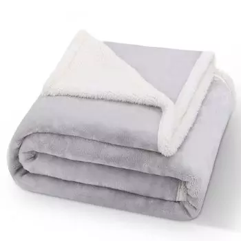 Titiroba Winter Large 150 x 200 Серый 22DD021 Одеяло, Полутороспальное, Двухсекционное, Плотное, Фланель, Боа, Антистатическое, Можно стирать, Стильное, Размер, см, светло-серый