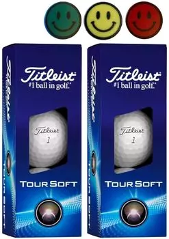 Titleist Golf Ball TOUR SOFT Tour Soft 2024 Model 2 Sleeves with 3 Ball Marks (White_2 Sleeves)