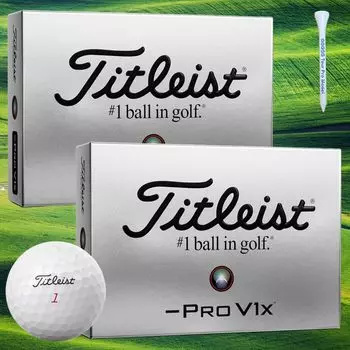 Titleist Pro V1x Left Dash ProV1x LEFT DASH Golf Balls 2 Dozen 24 Balls Our Original Wood Tee