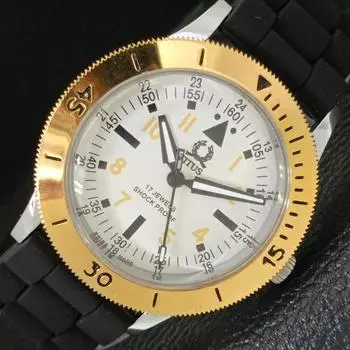 TITUS 40MM TURNABLE BEZEL SWISS MENS REFURBISHED WHITE DIAL WATCH 430540-2 R103-a430540