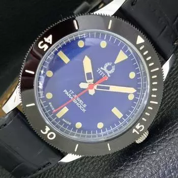 TITUS 40MM TURNABLE BEZEL SWISS MENS REFURBISHED BLUE DIAL WATCH 430564-2 R103-a430564