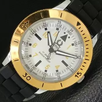 TITUS SWISS 40MM TURNABLE BEZEL MENS REFURBISHED WHITE DIAL WATCH 430533-2 R103-a430533