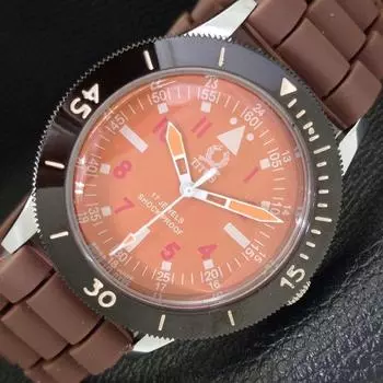TITUS SWISS 40MM TURNABLE BEZEL MENS REFURBISHED ORANGE DIAL WATCH 430545-2 R103-a430545