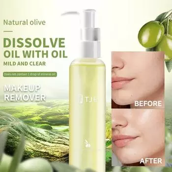 TJE Оливковое масло для снятия макияжа 120 мл. Мягкий лосьон для глубокого очищения кожи вокруг глаз, губ и лица для чувствительных мышц