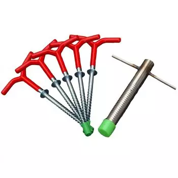 TJQ Ледяной колышек для рыбалки на палатке Ледобур на льду Фиксированный держатель удилища из 5 ледоколов 1 лед (Набор + Дрель)