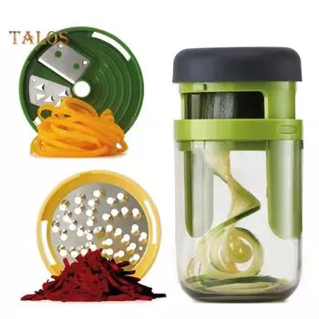 TK 3 в 1 спиральная терка для моркови, огурца, овощерезка для фруктов зелёный