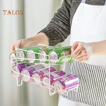 TK двухслойная полка для хранения банок содовой, органайзер для холодильника, держатель для напитков на кухне белый