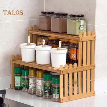 TK Home Desktop Бамбуковый 2-слойный стеллаж для хранения Полка для бутылок в ванной Органайзер Log Color