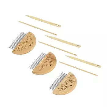 Ткацкая расческа Профессиональная деревянная расческа Игла с большим ушком 4 мм Набор игл для вязания крючком для изготовления Type 1