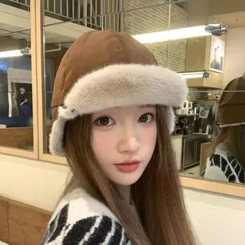 Ткань этикетка плюшевая шапка Lei Feng осень и зима мужская и женская теплая и холодная защитная шапка для ушей может переворачиваться через край для катания на лыжах на открытом воздухе M56-58cm бордовый