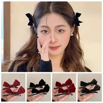 Ткань Бархатный Бантик Заколка Для Волос Бантик Заколка Для Волос Винтаж Студент