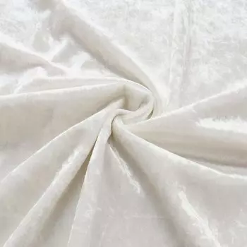 Ткань Cosmo Textile Crushed шириной 112 см x 2 м GD3300, Велюр, Однотонная, 100% полиэстер, Прибл.. вырез, Кол.1, Белый, белый