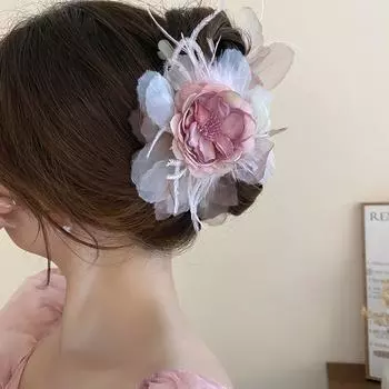 Ткань Цветок Волосы Когти Аксессуары Для Волос Цветочные Заколки Для Волос Элегантные Цветочные Заколки Акула Женщины