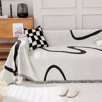 Ткань для чехла на диван. Чехол для дивана. Одеяло с полной оберткой. Полотенце. Французское полотенце High Sense с полным покрытием в стиле Ins. Диванное полотенце в кремовом стиле. Все включено 180*130cm