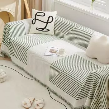Ткань для чехла на диван из синели, маленькое свежее универсальное универсальное полотенце для дивана, минималистичный чехол для дивана с рисунком линий 180*130cm