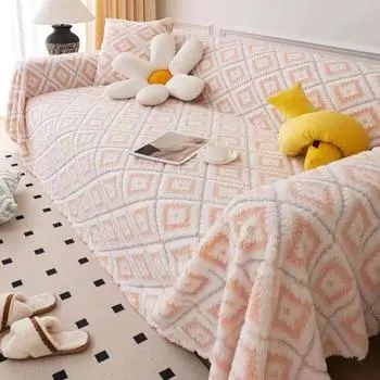 Ткань для чехла на диван на осень и зиму, чехол для спинки в стиле Ins, полотенце «все включено», кремового цвета, полотенце для дивана, плюшевое покрывало, одеяло 180*130