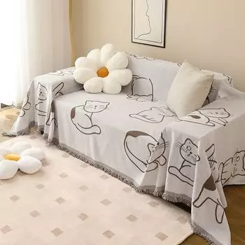 Ткань для чехла на диван с изображением кота на все времена года, противолыжная подушка для ног, защита от кошачьих царапин, полное покрытие для дивана, полотенце 130*180