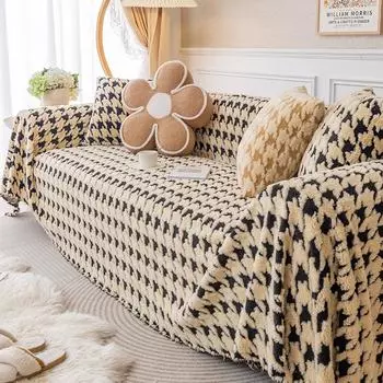 Ткань для чехла на диван с рисунком «гусиные лапки», полное покрытие, полотенце для дивана, новое одеяло для дивана, утолщенное плюшевое покрывало для дивана, полотенце 180*130CM