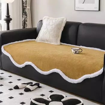 Ткань для чехла на диван специальной формы с рисунком «елочка» Высококачественная синель неправильной формы Универсальная нескользящая грязеотталкивающая подушка для дивана Four Seasons 90*90cm