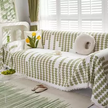 Ткань для чехла на диван, высококачественное всесезонное универсальное пылезащитное и противоскользящее синельное универсальное одеяло для дивана «все включено». 90x180