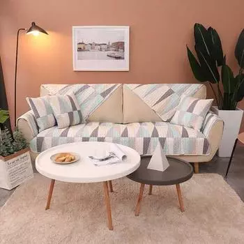 Ткань для диванной подушки из чистого хлопка, всесезонный противоскользящий чехол для дивана в гостиной, простая современная универсальная подушка 70*70